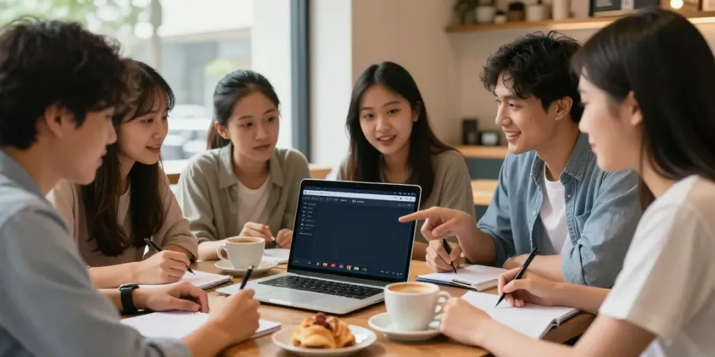 Diskusi strategi togel online AHHA4D di kafe yang nyaman.
