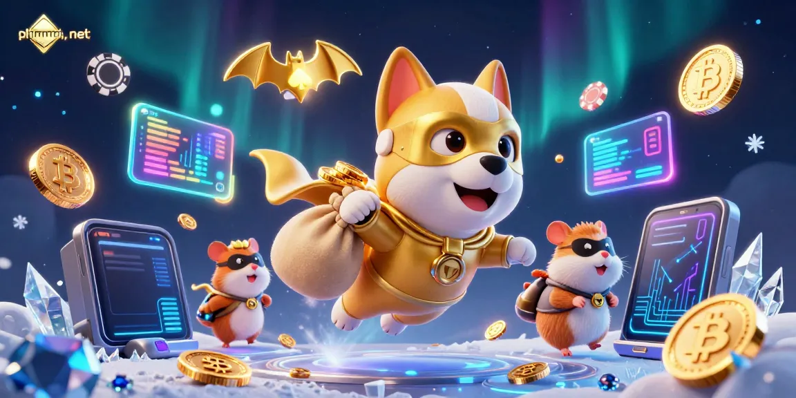 Featuring phimmoi, net, a superhero dog and sidekick hamster flying with gold coins amidst vibrant gambling elements.