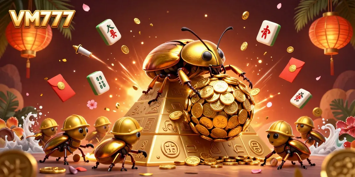 Experience vibrant gaming at VM777 with thrilling coin-rolling adventure and casino symbols.