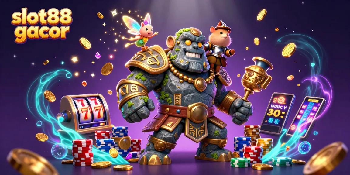 Memenangkan slot88 gacor dengan simbol tujuh keberuntungan dan koin emas yang berkilau menjulang ke udara.