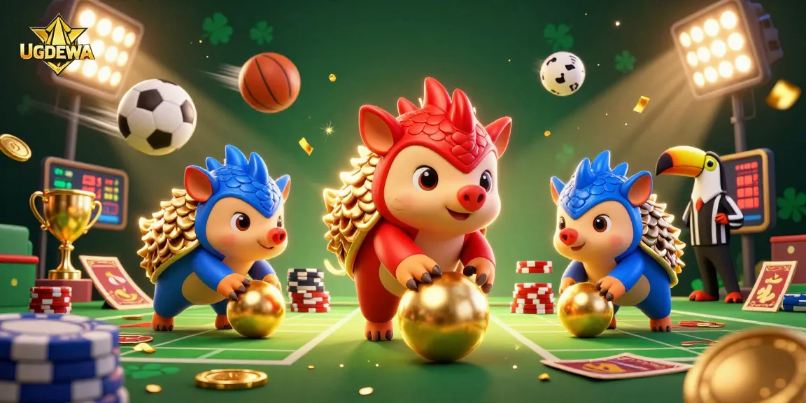 Bet on excitement with UGDEWA as rival pangolins compete in a vibrant casino scene.