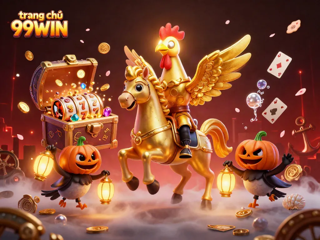 Experience dynamic gaming at trang chủ 99WIN with a vibrant 3D casino illustration full of excitement.