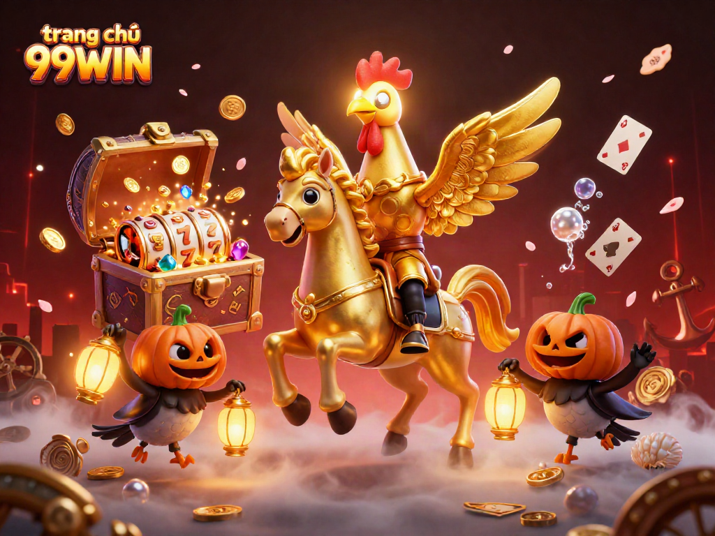 Experience dynamic gaming at trang chủ 99WIN with a vibrant 3D casino illustration full of excitement.