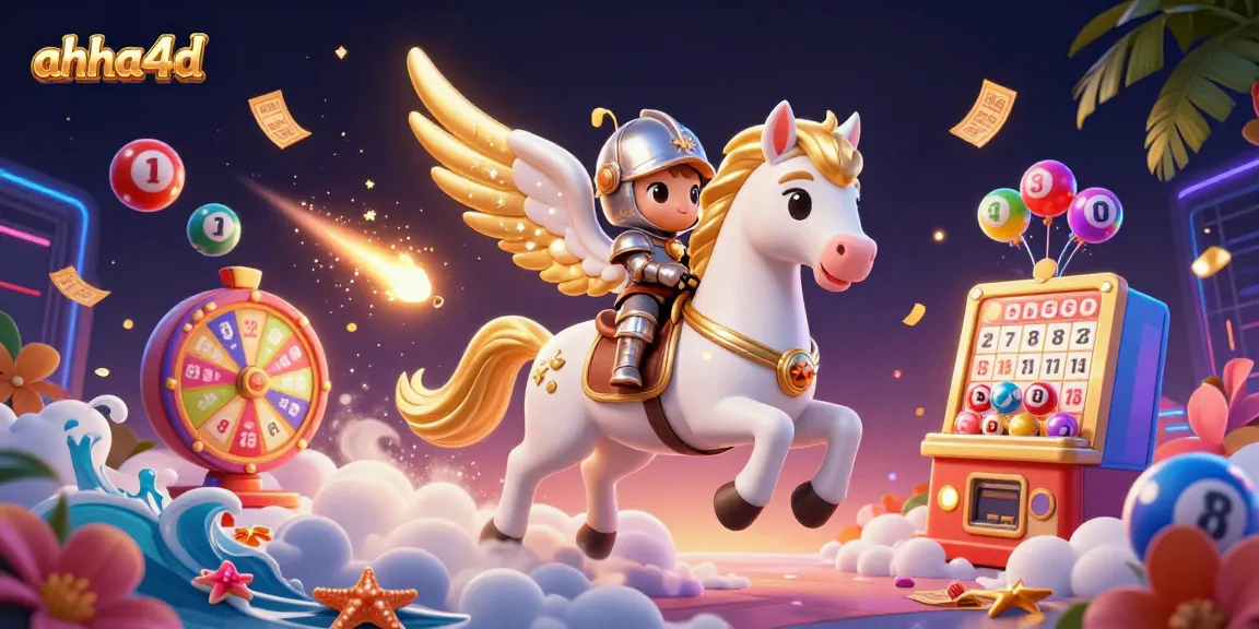 Experience the excitement of ahha4d with vibrant gaming elements and a celestial character action.