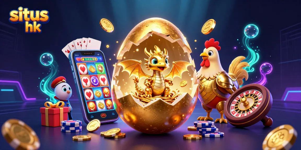 Permainan situs hk dengan naga emas di kasino, menampilkan koin emas dan chip poker.