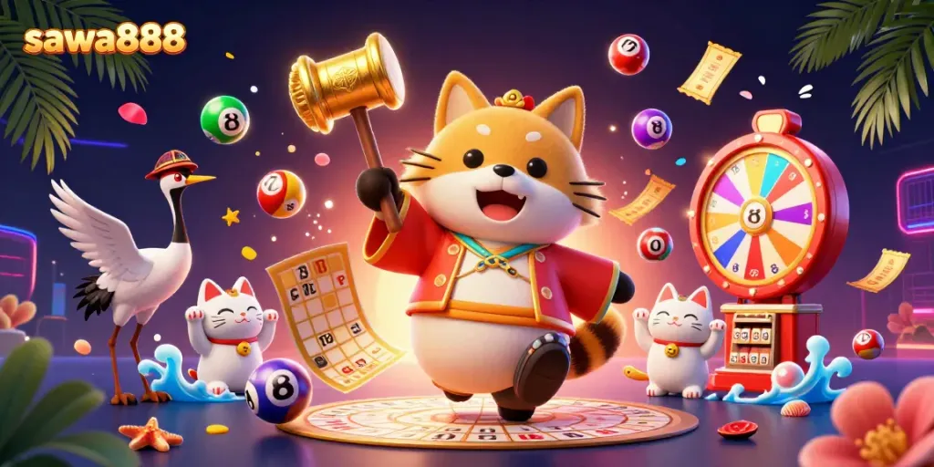 Play exciting games at sawa888 with cheerful characters and dynamic casino elements.