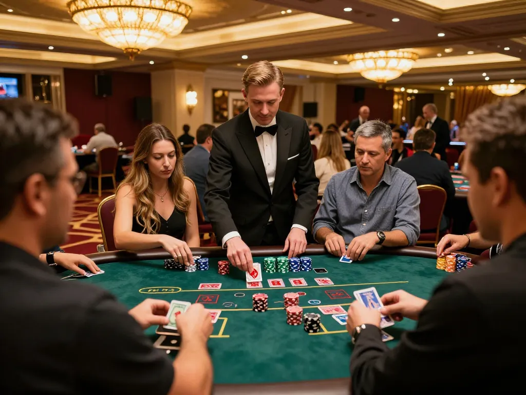 F168 blackjack table bustling with players placing bets and engaging dynamically during a thrilling game.