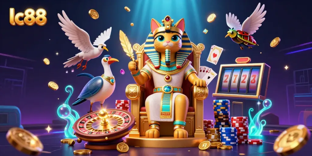 Experience the thrill of lc88 with pharaoh-themed casino elements and dynamic gaming action.