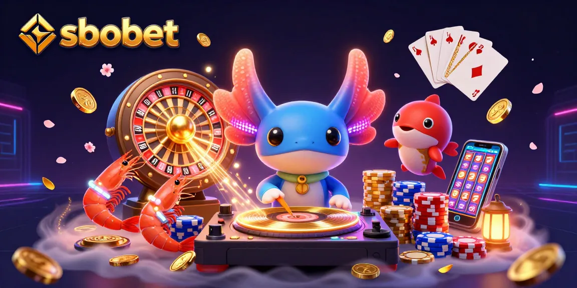 Menangkan taruhan sbobet dengan aksi dinamis karakter kasino dan koin emas berserakan.