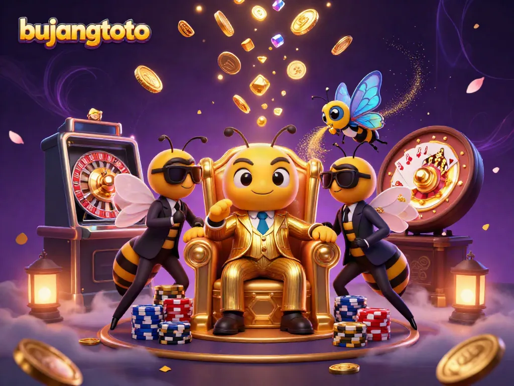 Experience the excitement of bujangtoto with a vibrant 3D casino scene featuring engaging characters and dynamic gaming elements.
