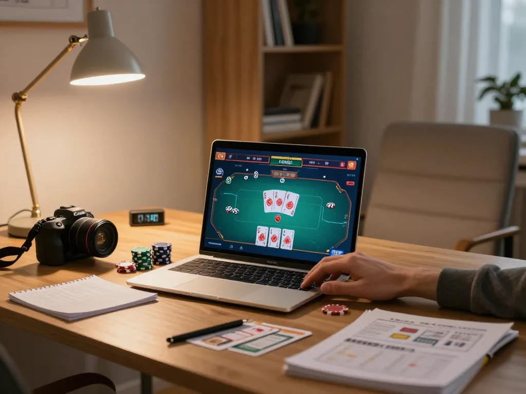 Play online poker at trang chủ 23win in a cozy and inviting home gaming setup