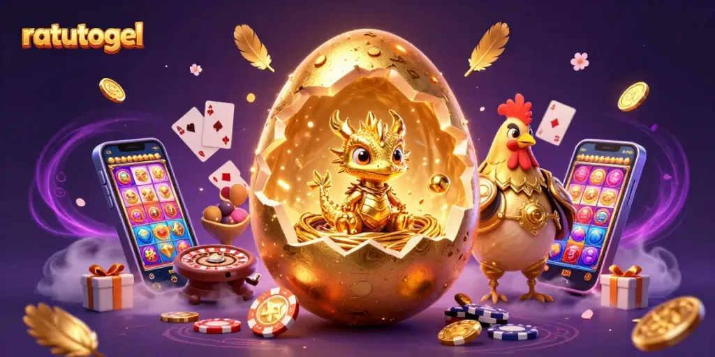 Permainan ratutogel menarik dengan naga emas dan kasino, menampilkan kekayaan dan kesenangan.