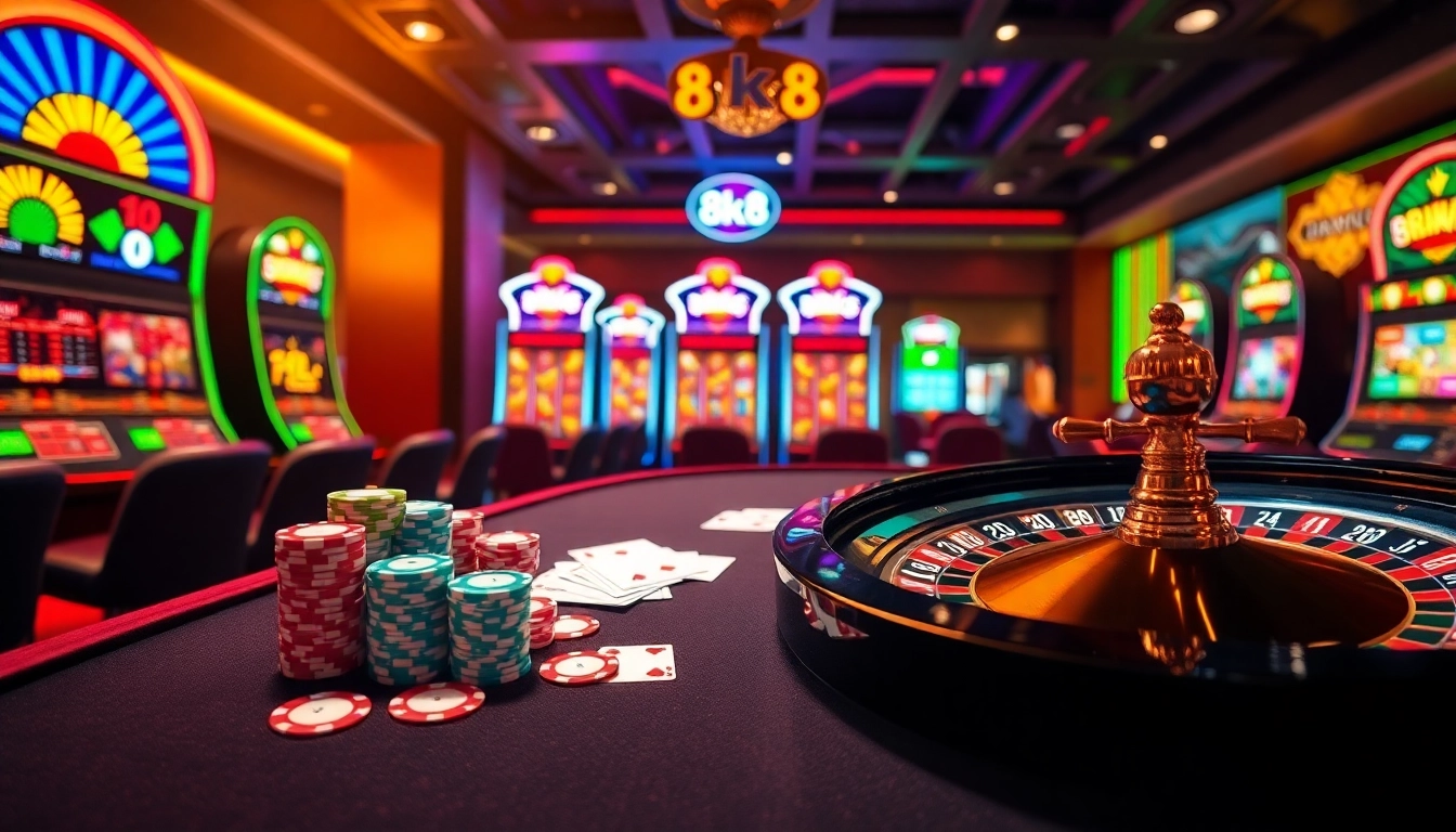 Feel the excitement at 8k8 casino with luxurious gaming tables, vibrant slots, and thrilling poker games.
