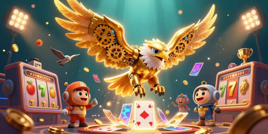 Experience the exciting sun-inspired adventure of golden eagles diving through vibrant slot elements.