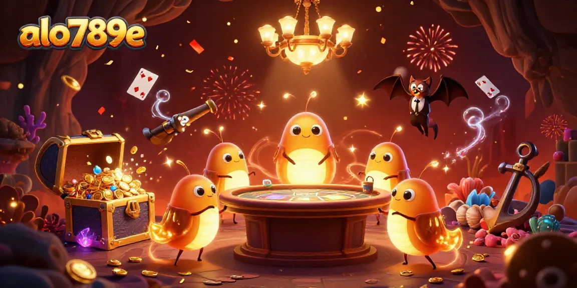 Experience the glow of the alo789e casino with bioluminescent glowworm characters and an energetic bat dealer.