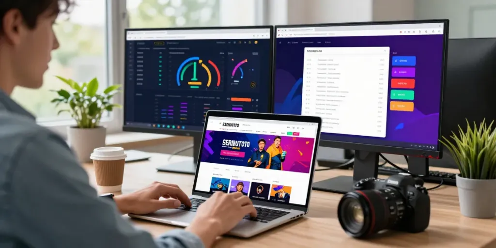 Pengguna SERIBUTOTO mengakses halaman utama di laptop dengan akses yang lancar dan tanpa delay.