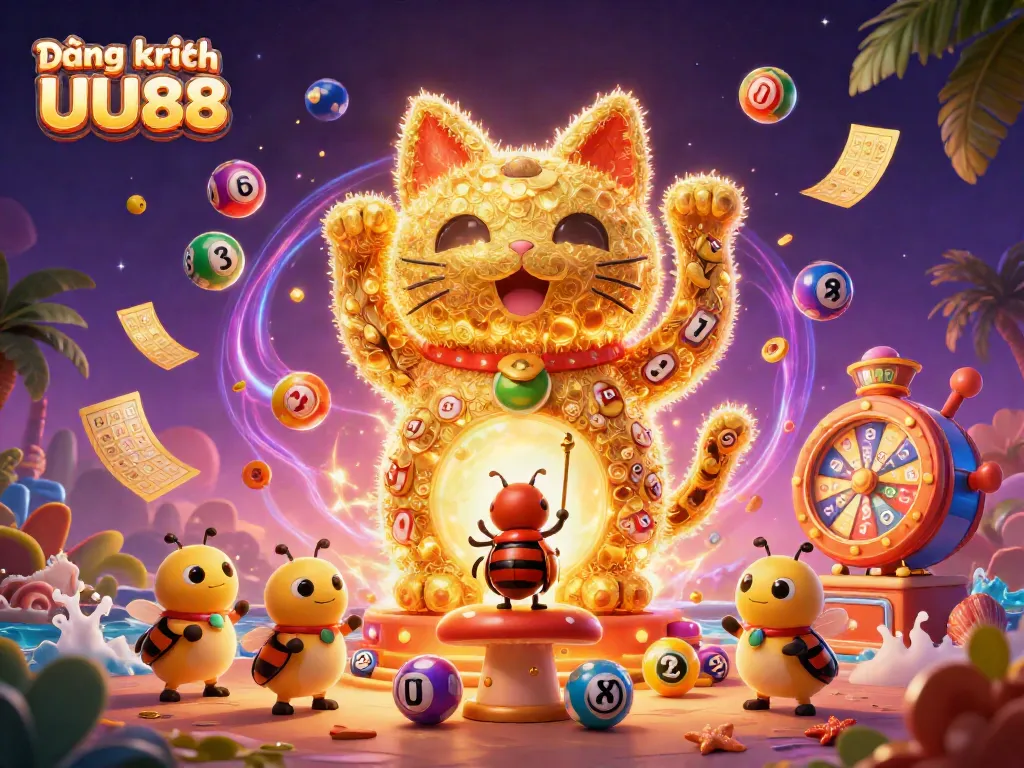Experience the thrill of Đăng ký UU88 with vibrant casino symbols and an enchanting atmosphere.