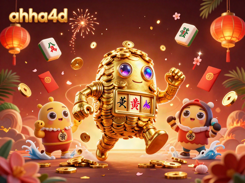 Engage with thrilling slots at ahha4d, surrounded by vibrant casino symbols and festive decorations.