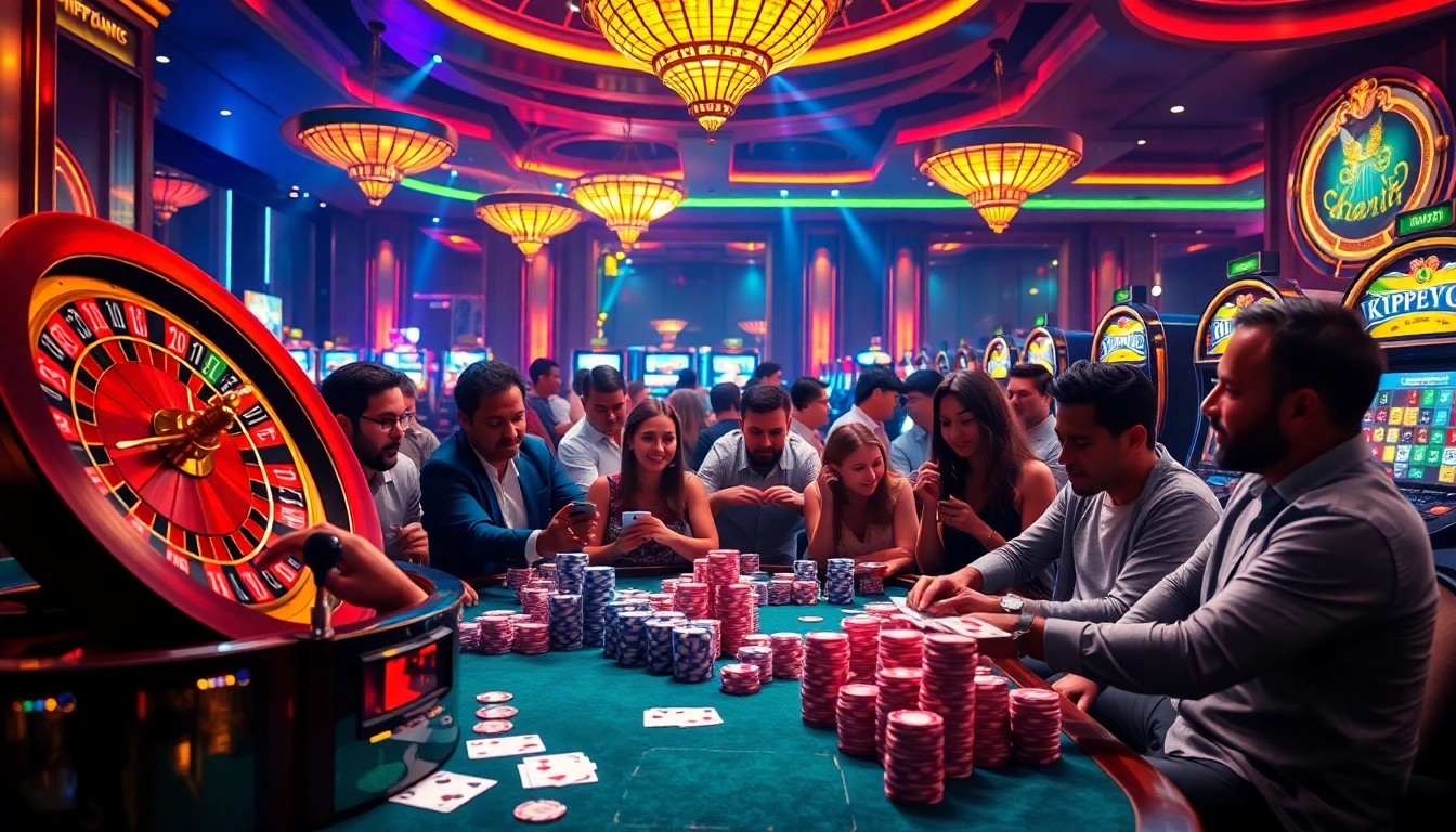 KTPJITU showcases an exhilarating casino environment with a vibrant roulette wheel and engaging players.