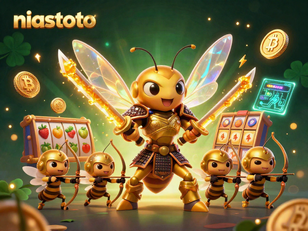 Niastoto menghadirkan pengalaman slot menarik dengan simbol buah dan karakter beruang emas dalam armor samurai.