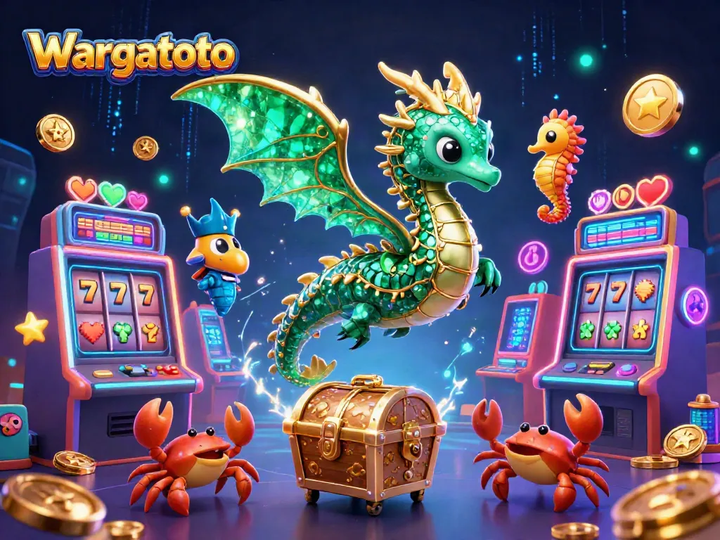 Menampilkan Wargatoto dengan naga laut 3D dan mesin judi slot, menjanjikan kesenangan bermain yang terjamin.