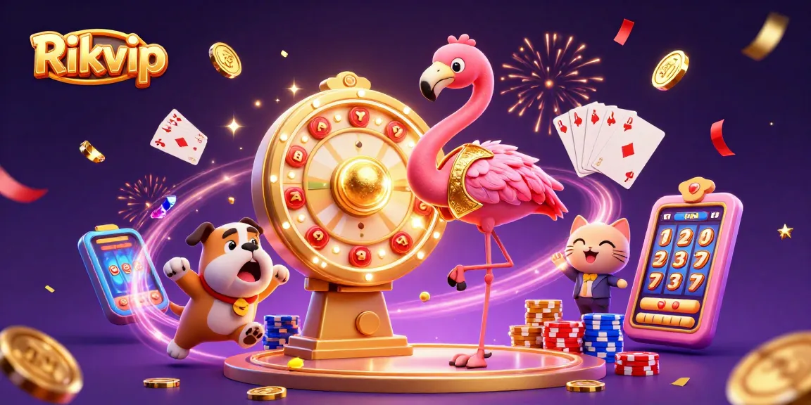 Win big at Rikvip with an exciting game show scene showcasing vibrant casino elements