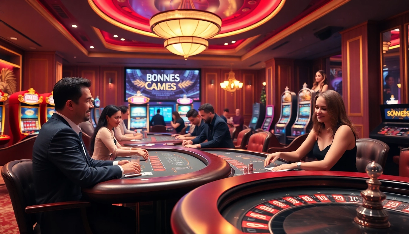 Experience the thrill of gaming at https://69vn.br.com/ showcasing poker tables and vibrant slot machines.