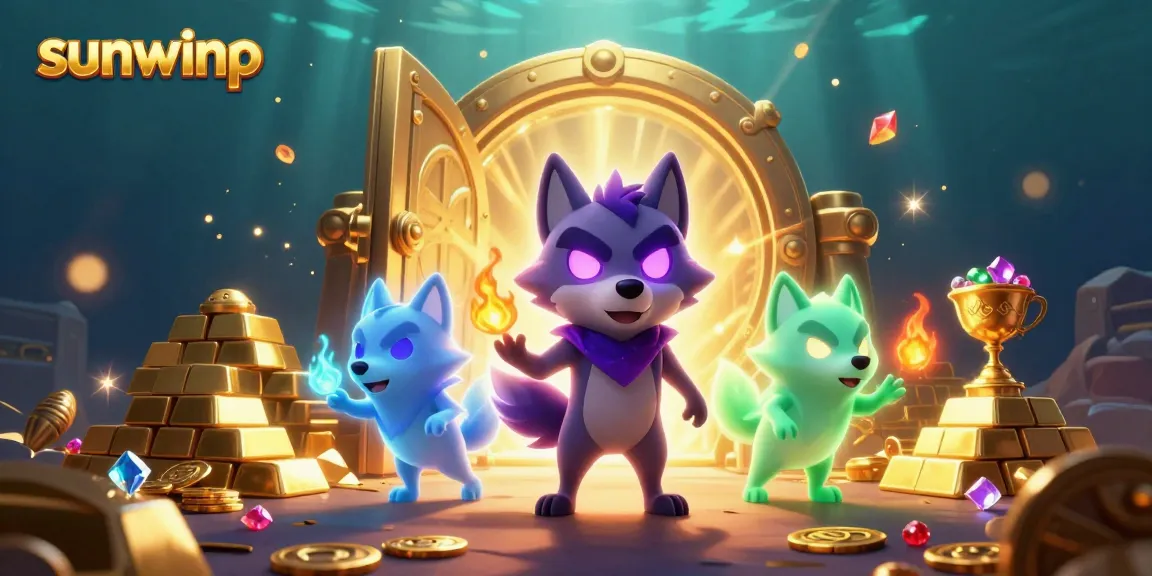 Experience the thrill of sunwinp with ghostly wolves amid gold coins and vibrant casino elements.