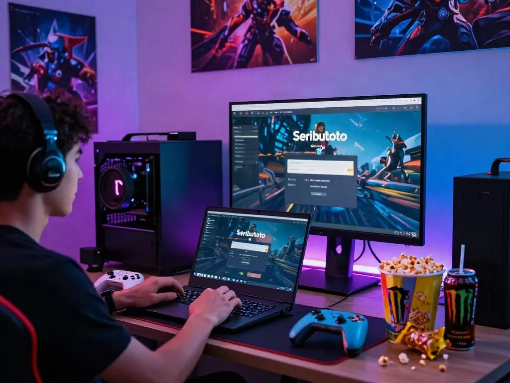 Engaging in Seributoto Login on a vibrant gaming setup with colorful controls and immersive environment.