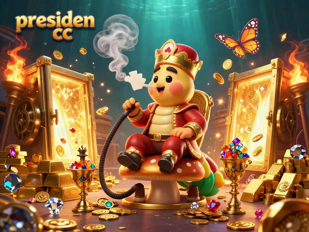 Experience dynamic gameplay with presiden cc in an ultra-detailed 3D casino scene featuring vibrant treasures.