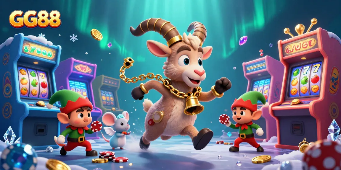 Engage with GG88's festive casino scene, featuring a Krampus running a wild holiday game.