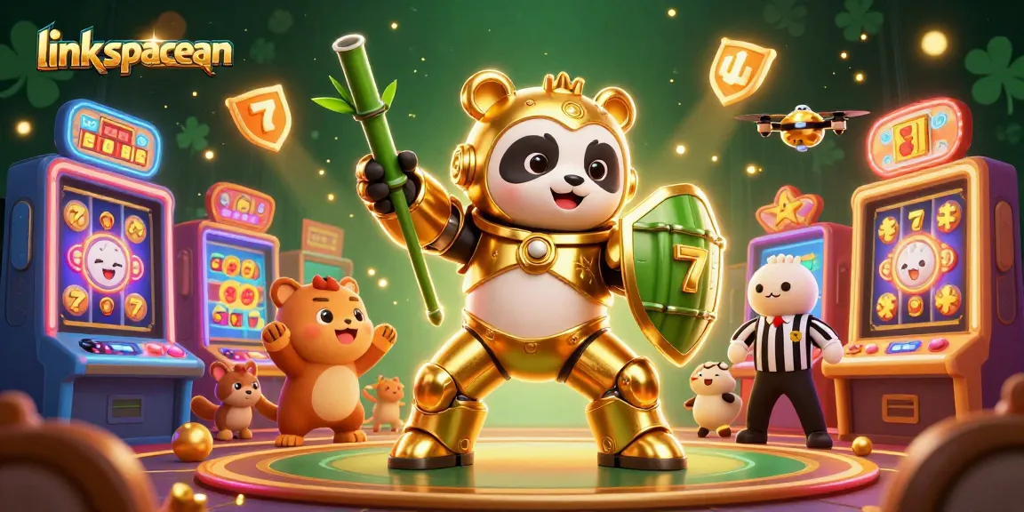 Mainkan slot link spaceman dengan mesin slot penuh warna di arena bertema kasino.