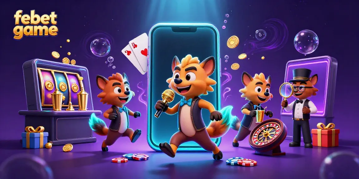 Experience the excitement of febet game in this vibrant 3D casino illustration featuring hyenas in action.