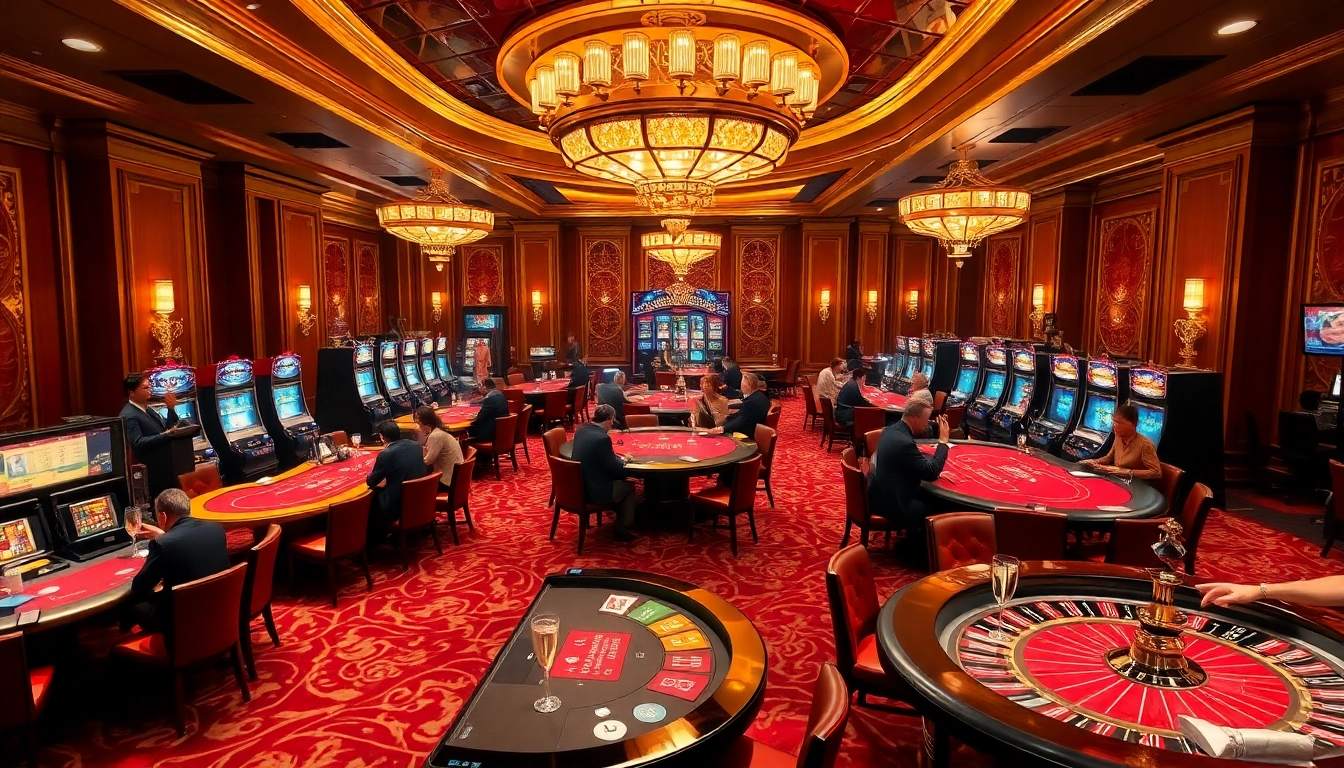 Engaged players at okwin casino tables, highlighting excitement and luxury in gambling.