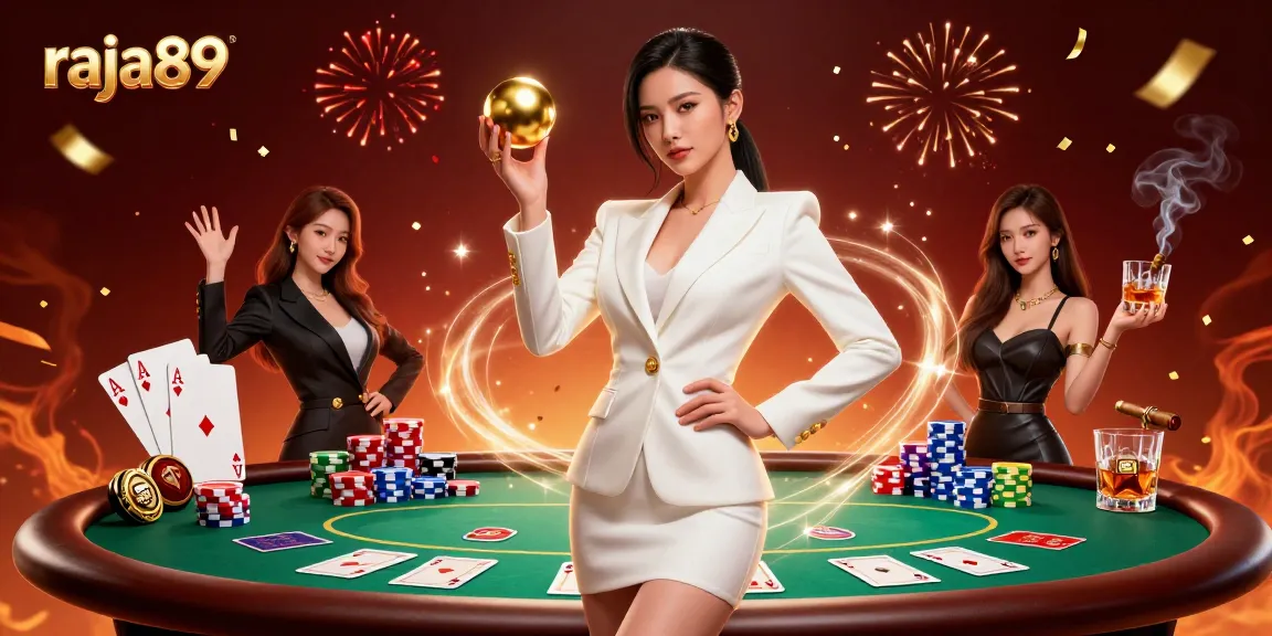 Experience intense action and strategy at raja89 with this vibrant 3D casino illustration.