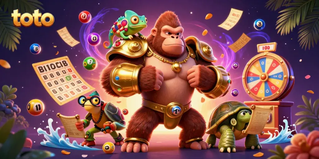 Menang besar di toto dengan bola lotere berwarna-warni dan karakter penuh warna.