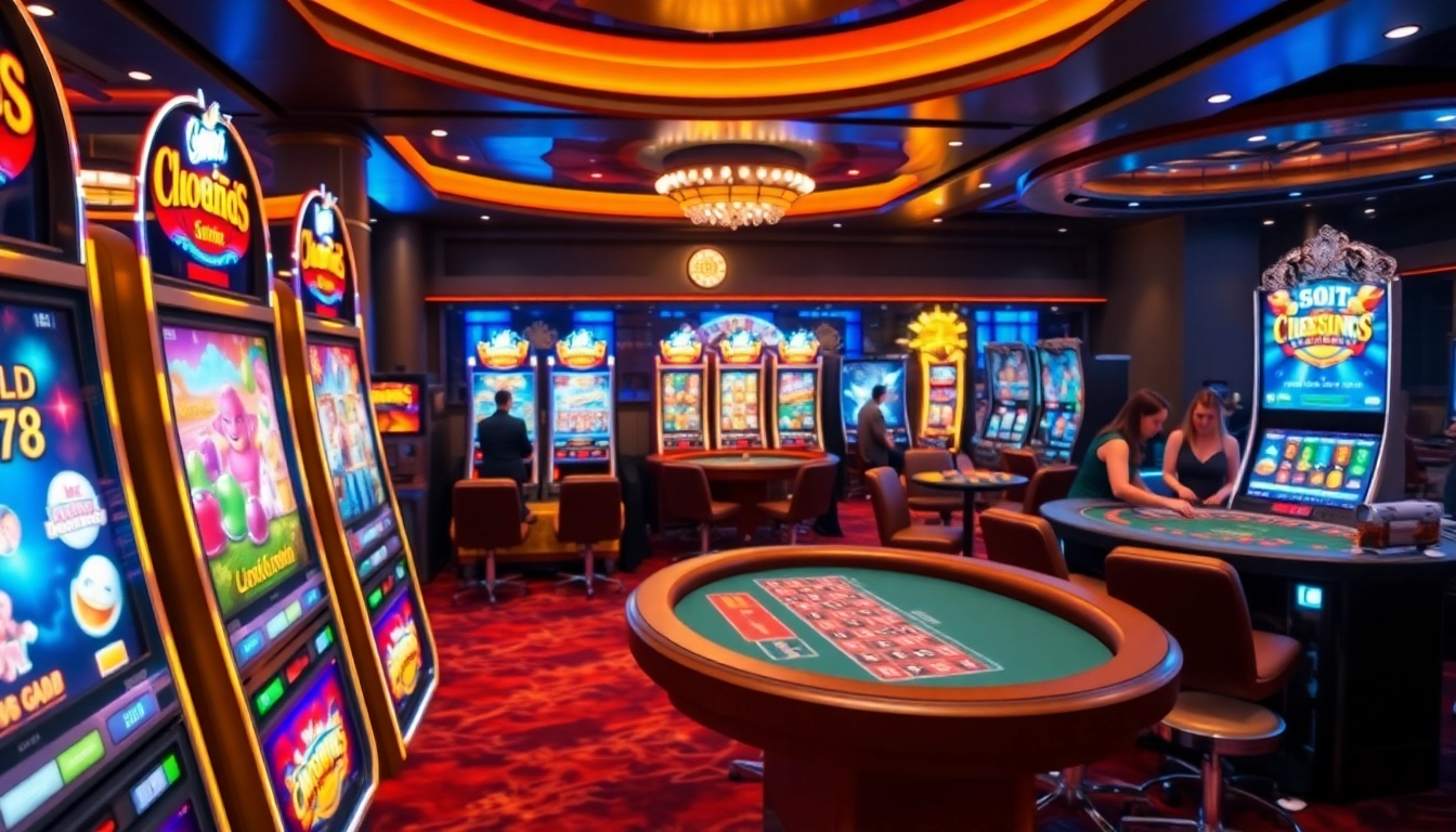 Experience the excitement of IDN Slot with vibrant slot machines and engaging players at a casino.