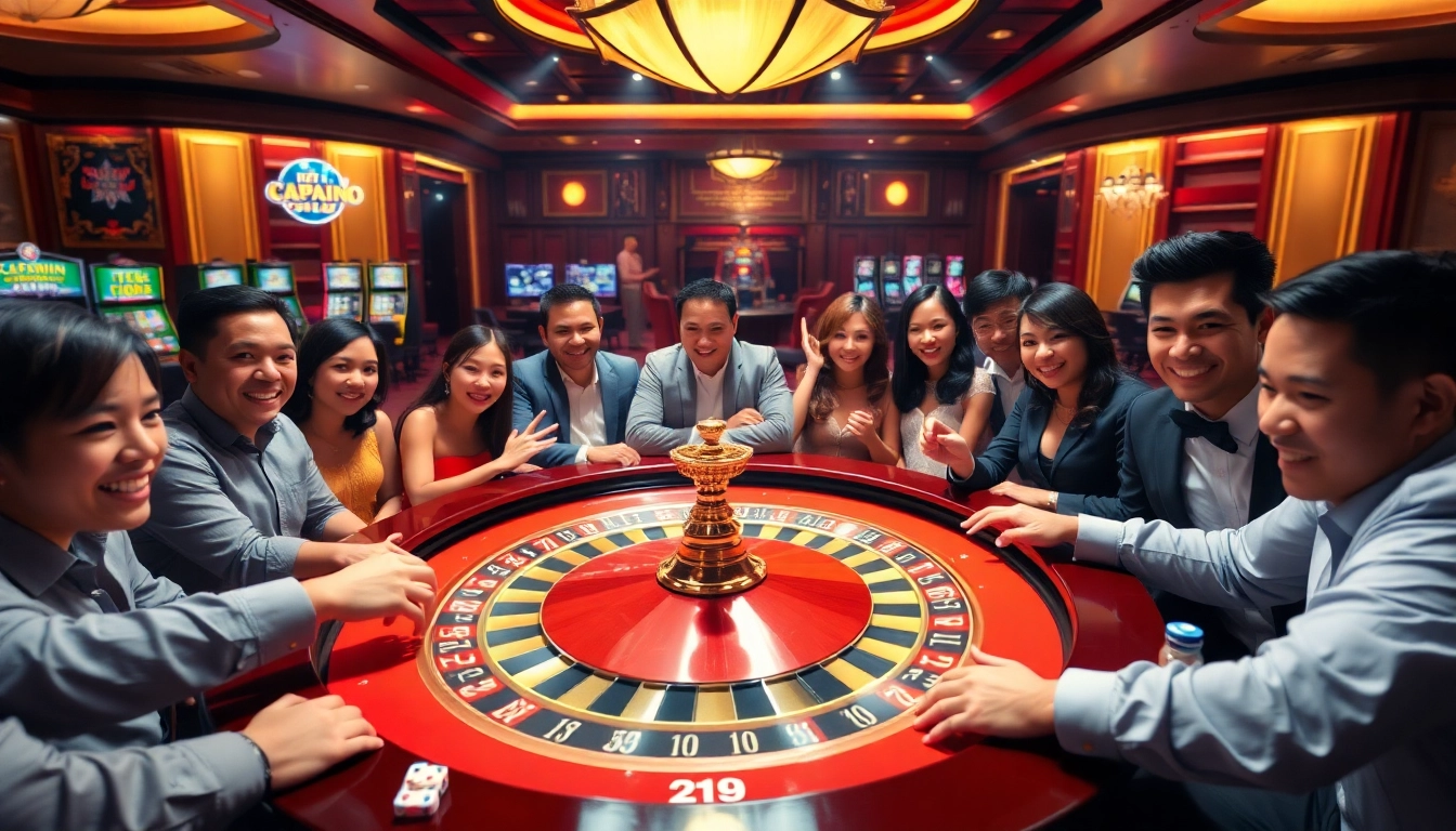 Pemain menikmati kegembiraan 'datukwin alternatif' di meja roulette mewah dalam kasino yang penuh semangat.