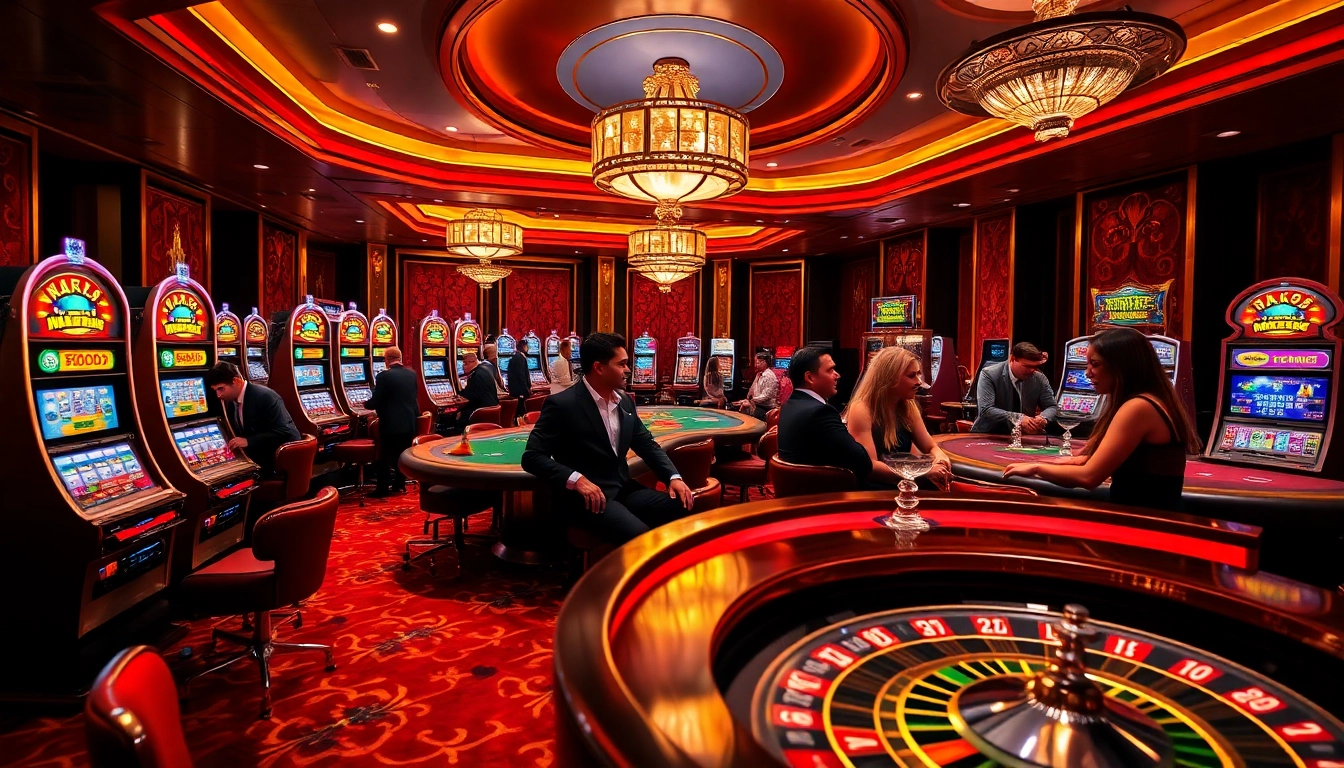 Experience a thrilling moment at NAGA1001 casino with vibrant slot machines and poker tables.