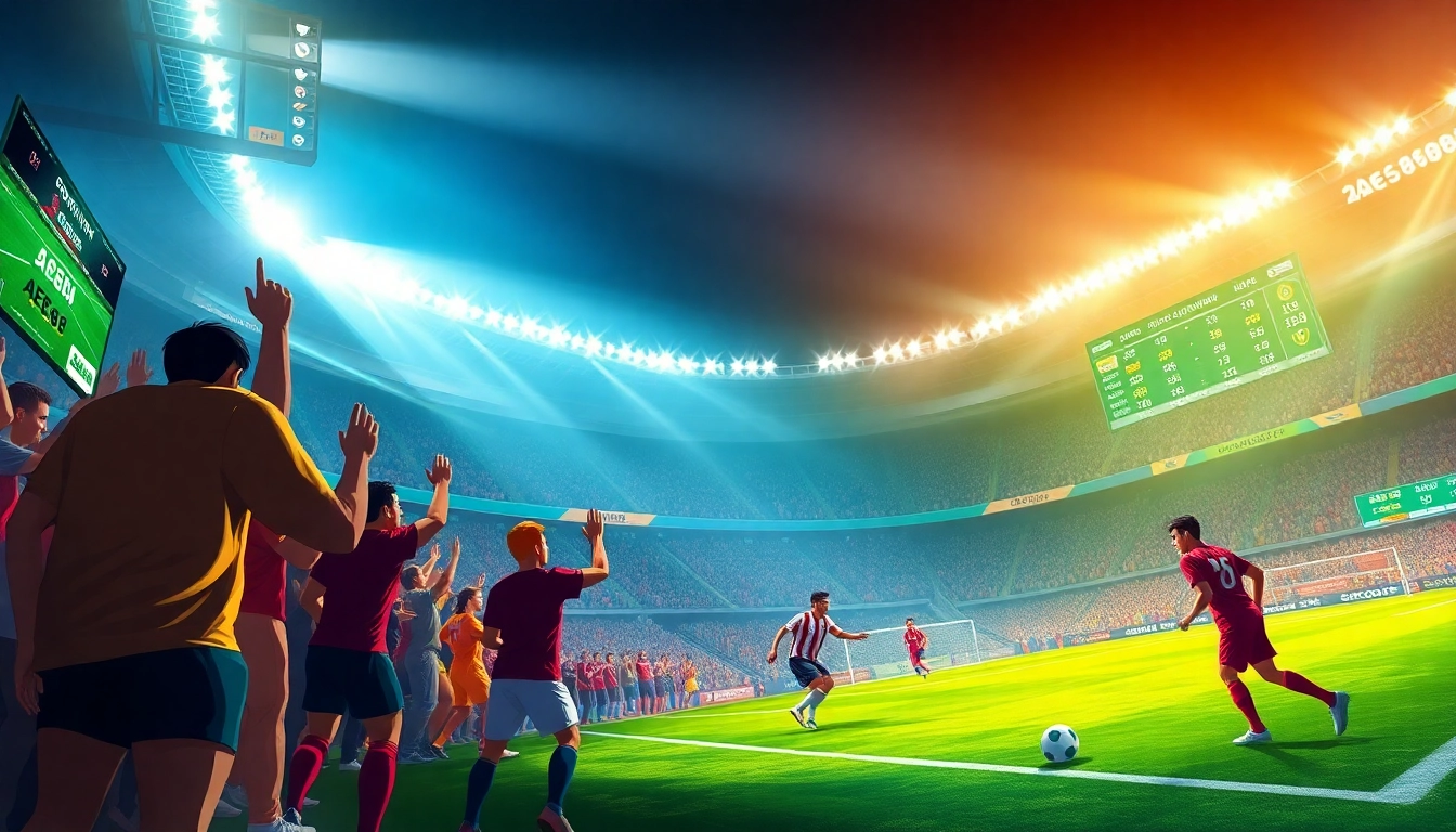 Exciting AE888 Football betting scene with live updates and players in action