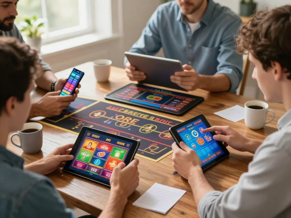 188V players enjoying an engaging online casino experience on their smartphones in a cozy home.
