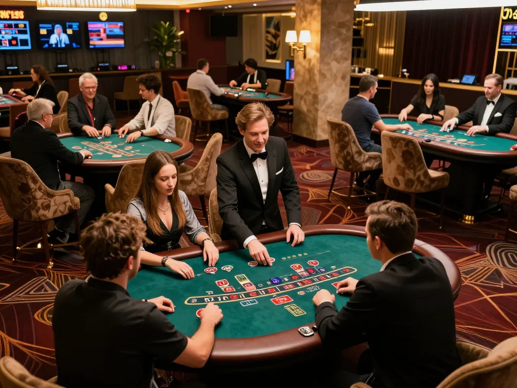 Players engaging with live dealers at surewin online casino, showcasing an exciting gambling atmosphere
