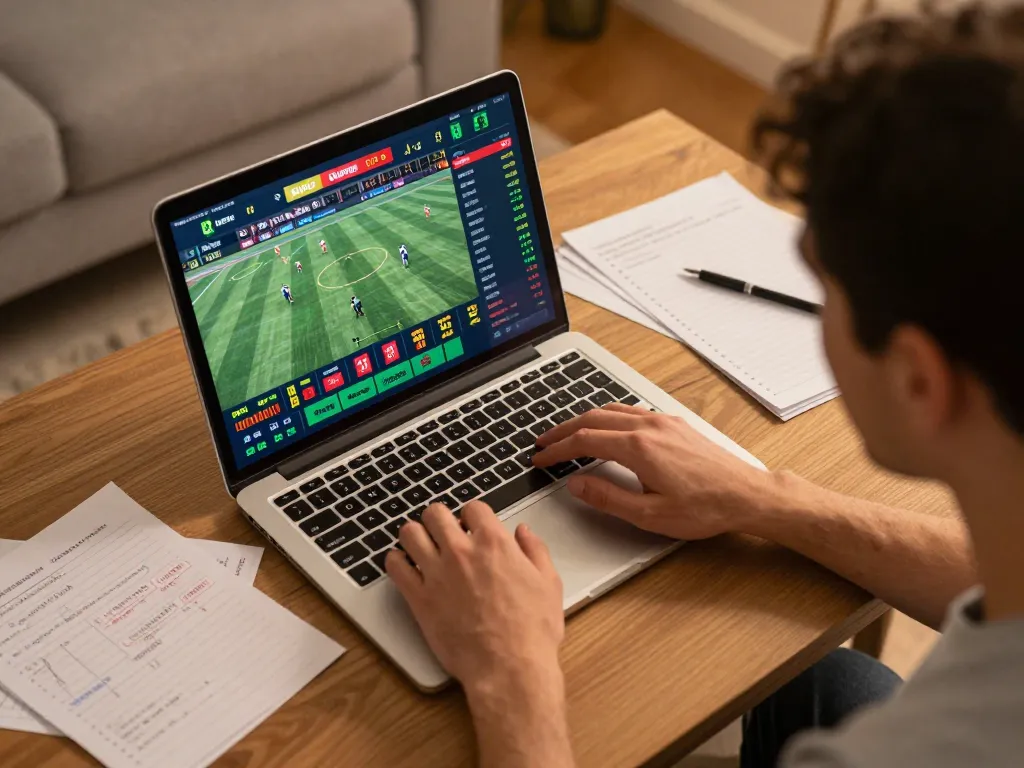 Person strategizing on RR99 for sports betting with live odds and notes.