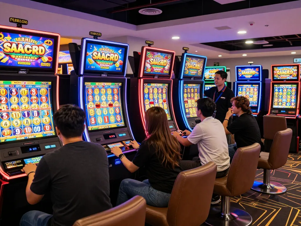 Pengguna merasakan kegembiraan slot gacor di kasino yang ramai.