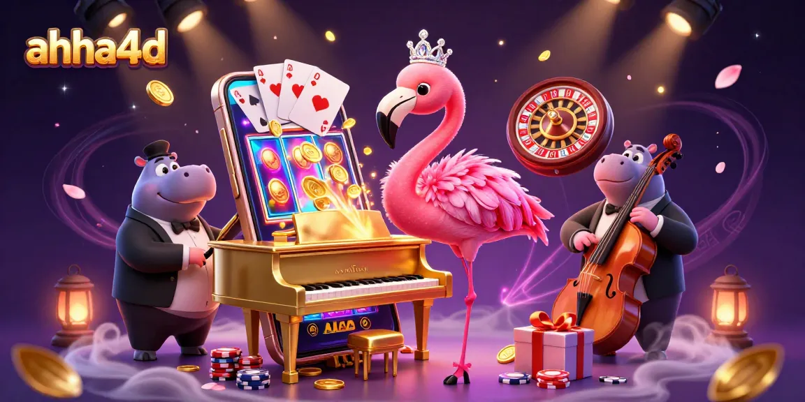 Join the excitement at ahha4d with vibrant casino characters and dynamic gaming elements in a colorful illustration.