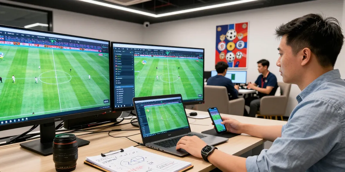 Soi kèo nhà cái analysis with sports analysts reviewing football stats and betting odds