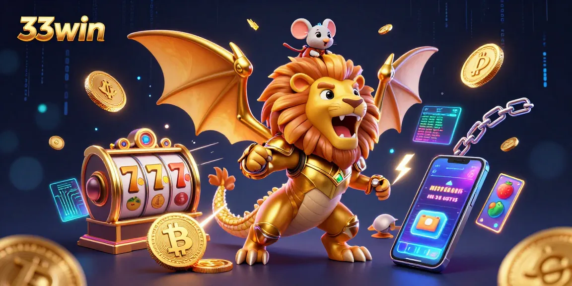 Experience thrilling wins at 33win with a vibrant casino-themed illustration featuring captivating game elements.