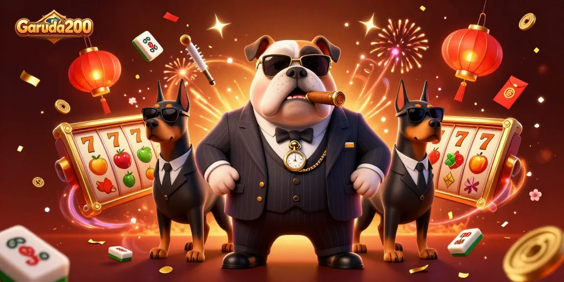 Engage with Garuda200's thrilling slot games alongside a mafia bulldog and Doberman bodyguards.