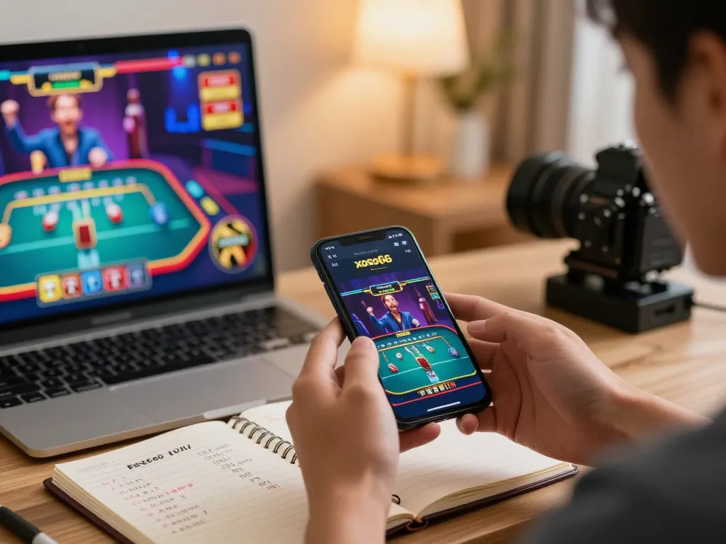 xoso66 win mobile gaming experience with a user engaged in strategy while playing casino games on smartphone