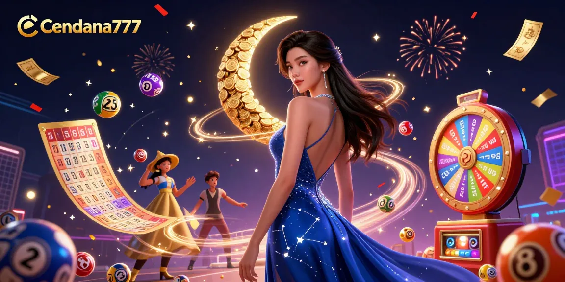 Cendana777 lottery excitement with vibrant elements like bouncing balls and prize wheels for thrilling gameplay.